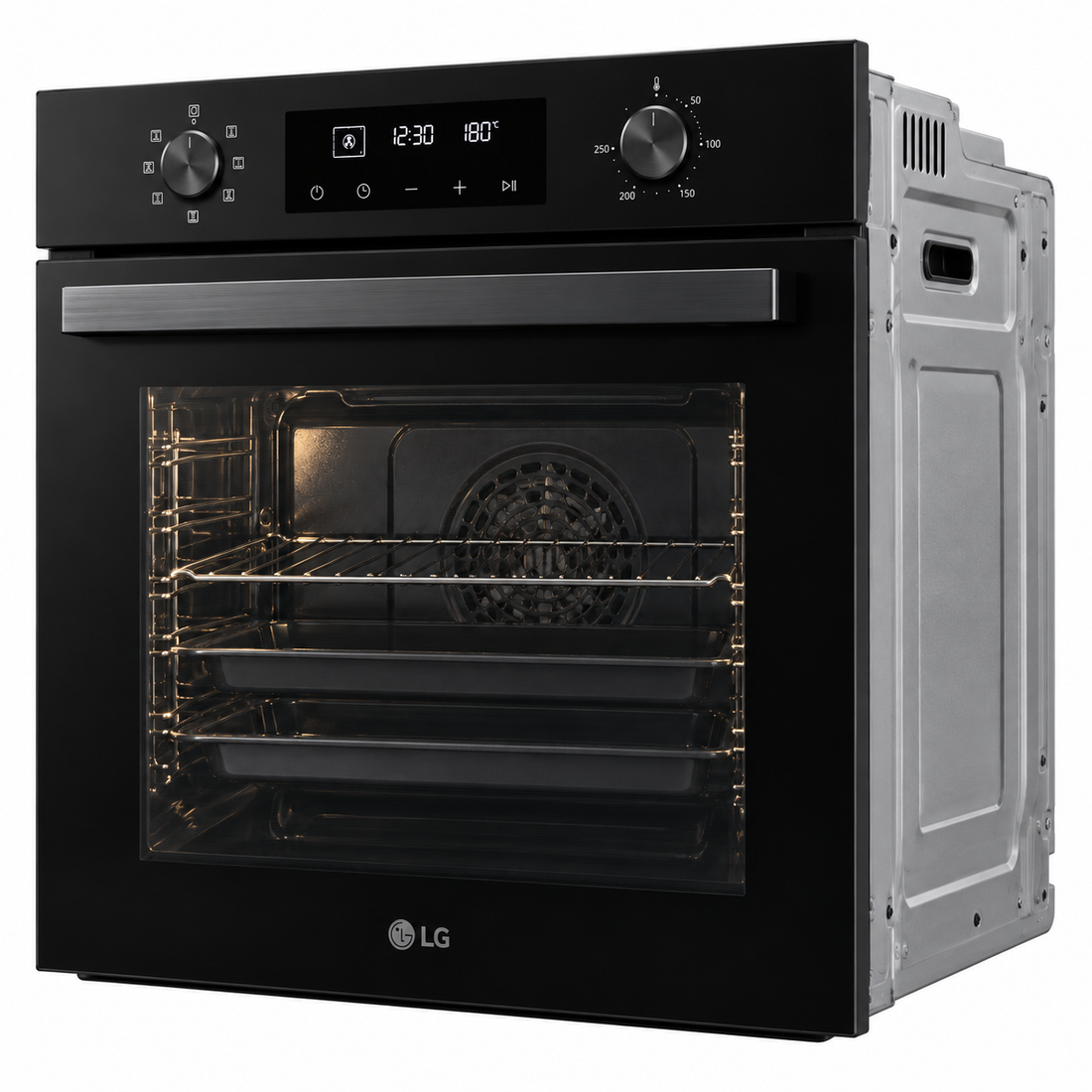 LG 72L Built-In Electric Oven, Convection Fan, Telescopic Rails, LED Display, Black Glass – WSEZ7213B1 - Teq Souq