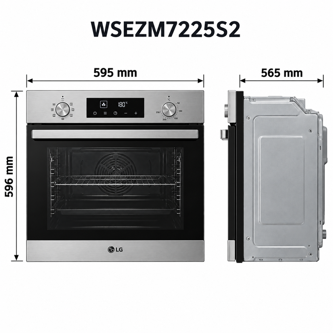 LG 72L Built-In Electric Oven, 13 Cooking Functions, Convection Fan, Telescopic Rails, Stainless Steel – WSEZM7225S2 - Teq Souq