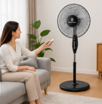 Load image into Gallery viewer, Westpoint 16-Inch Pedestal Stand Fan, 5 Blades, Remote Control, 3 Speeds, Black – WSUS-1619RCN - Teq Souq
