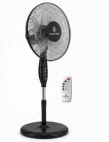 Westpoint 16-Inch Pedestal Stand Fan, 5 Blades, Remote Control, 3 Speeds, Black – WSUS-1619RCN - Teq Souq