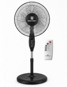 Westpoint 16-Inch Pedestal Stand Fan, 5 Blades, Remote Control, 3 Speeds, Black – WSUS-1619RCN - Teq Souq