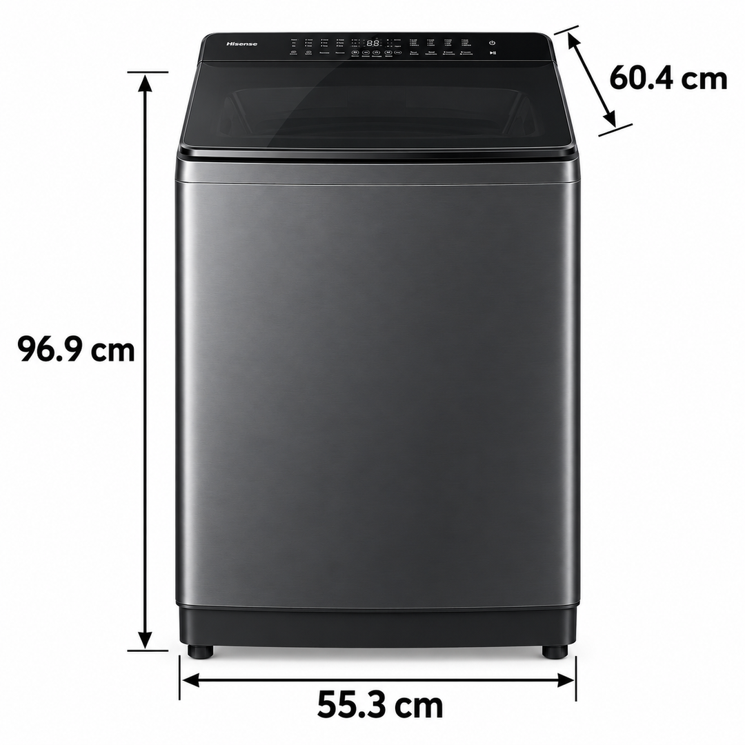 Hisense 11kg Fully Automatic Top Load Washing Machine, Aqua Save, Quick Wash, Titanium Grey – WT3K1123UT - Teq Souq