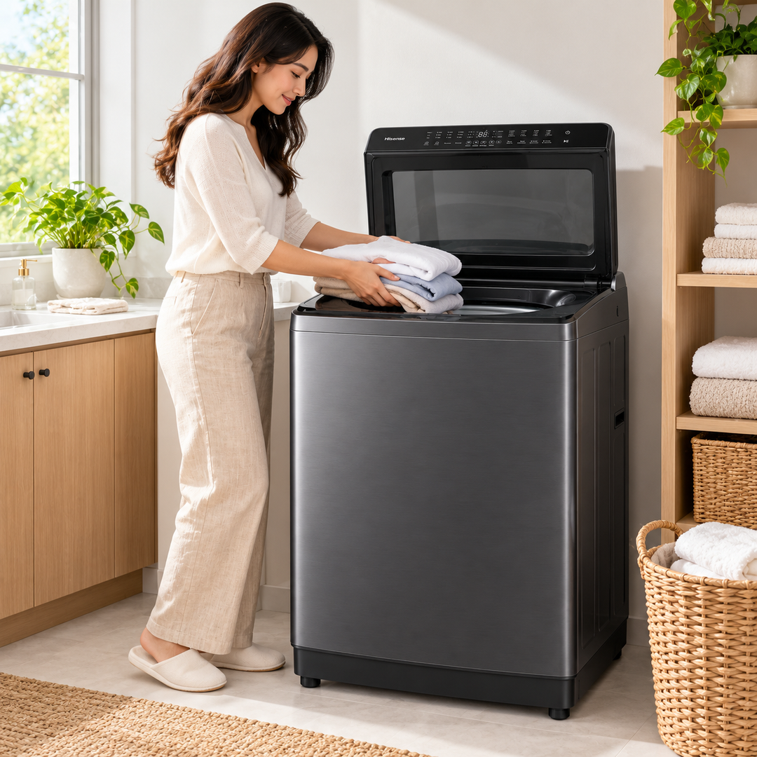 Hisense 11kg Fully Automatic Top Load Washing Machine, Aqua Save, Quick Wash, Titanium Grey – WT3K1123UT - Teq Souq