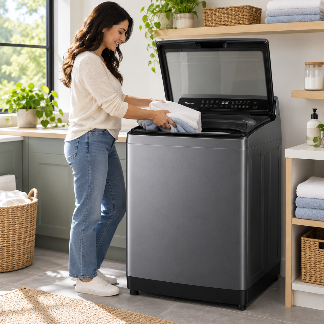 Hisense 9kg Fully Automatic Top Load Washing Machine, Aqua Save, Quick Wash, Titanium Grey – WT3K9022UT - Teq Souq