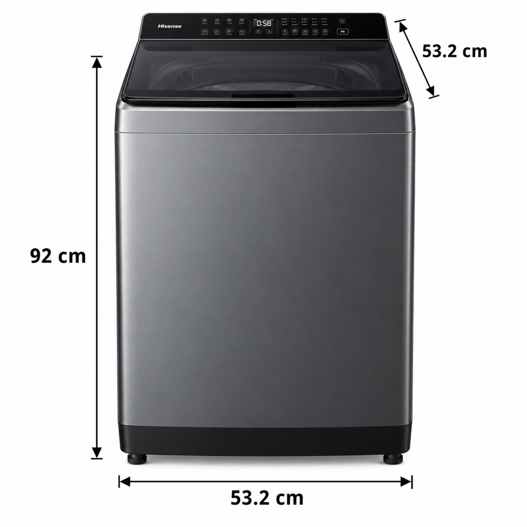 Hisense 9kg Fully Automatic Top Load Washing Machine, Aqua Save, Quick Wash, Titanium Grey – WT3K9022UT - Teq Souq