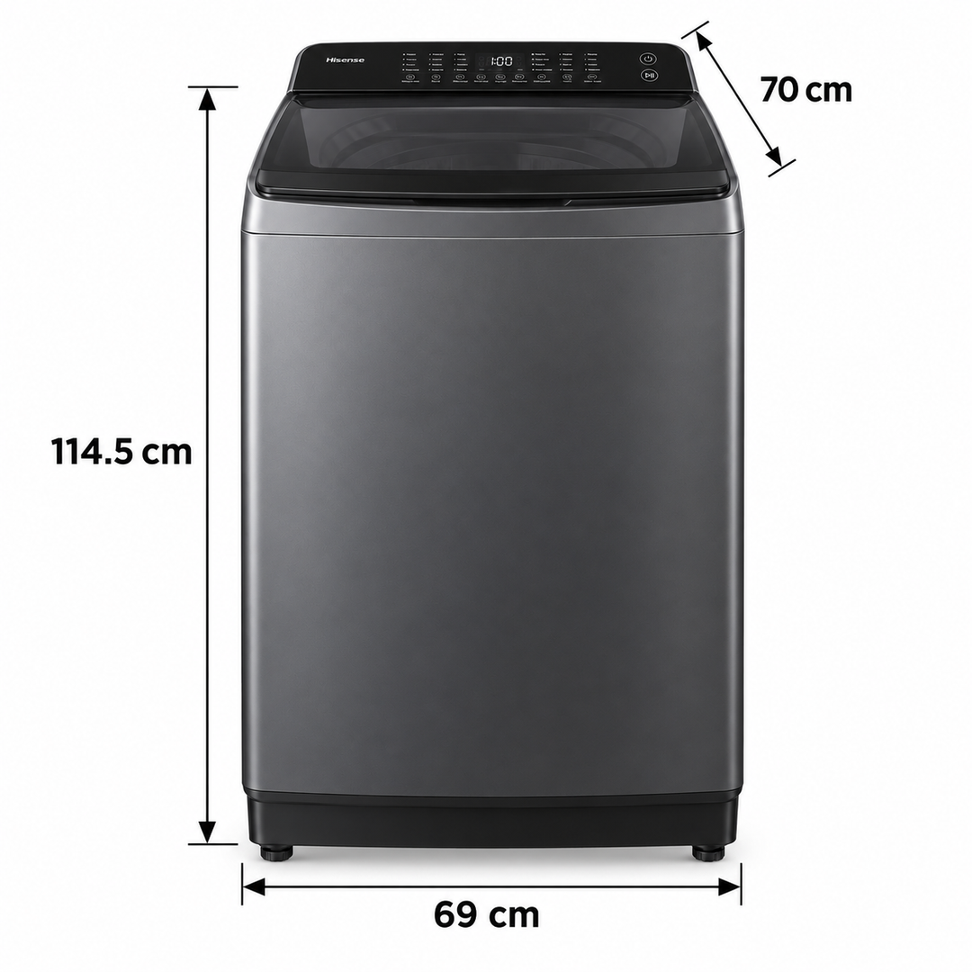 Hisense 20kg Fully Automatic Top Load Washing Machine, Titanium Grey – WT3T2023UT / WT3I2023UT - Teq Souq