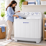 Load image into Gallery viewer, Westpoint 12kg Semi-Automatic Twin Tub Washing Machine, Top Load, Spin Dryer, White – WTX-1217 - Teq Souq