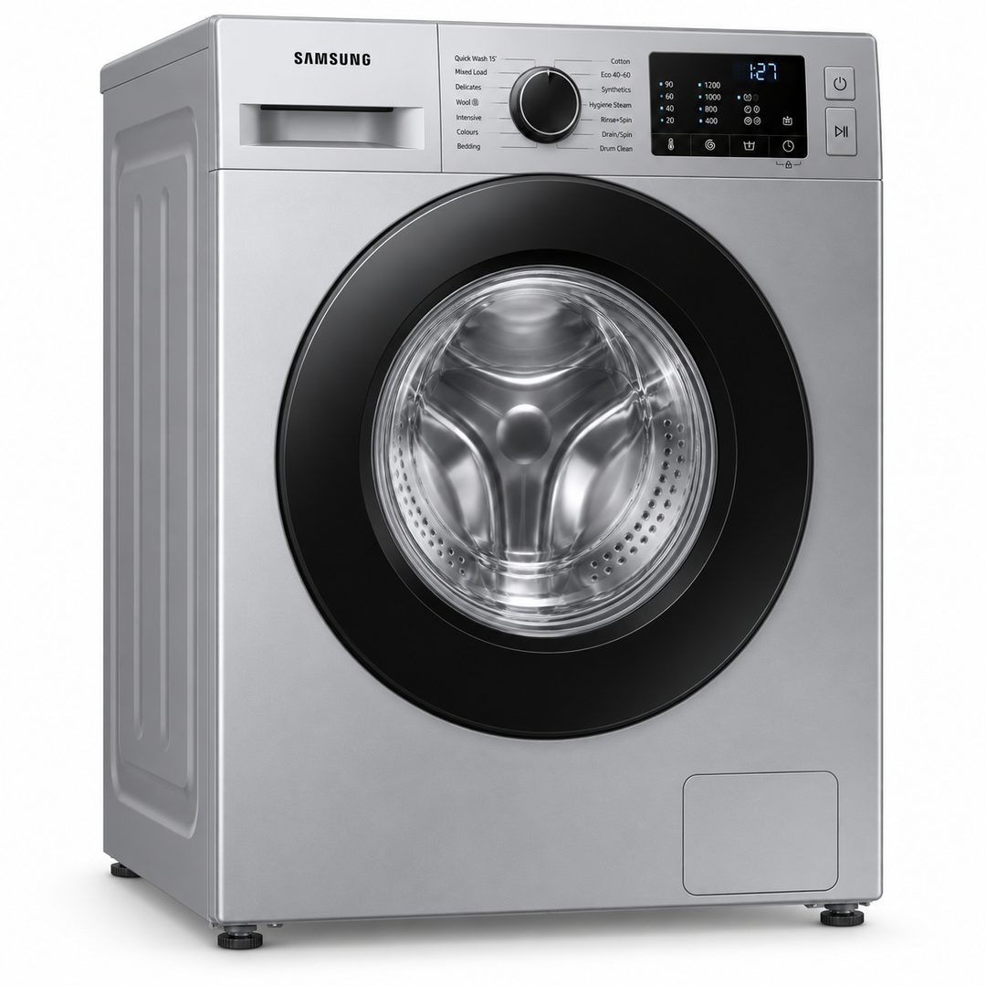 Samsung 7kg Front Load Washing Machine, Digital Inverter, Quick Wash, 1200 RPM, Silver – WW70T3020BS - Teq Souq