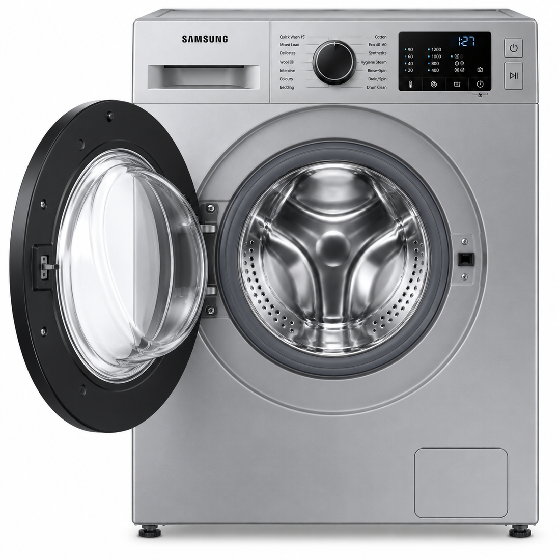 Samsung 7kg Front Load Washing Machine, Digital Inverter, Quick Wash, 1200 RPM, Silver – WW70T3020BS - Teq Souq