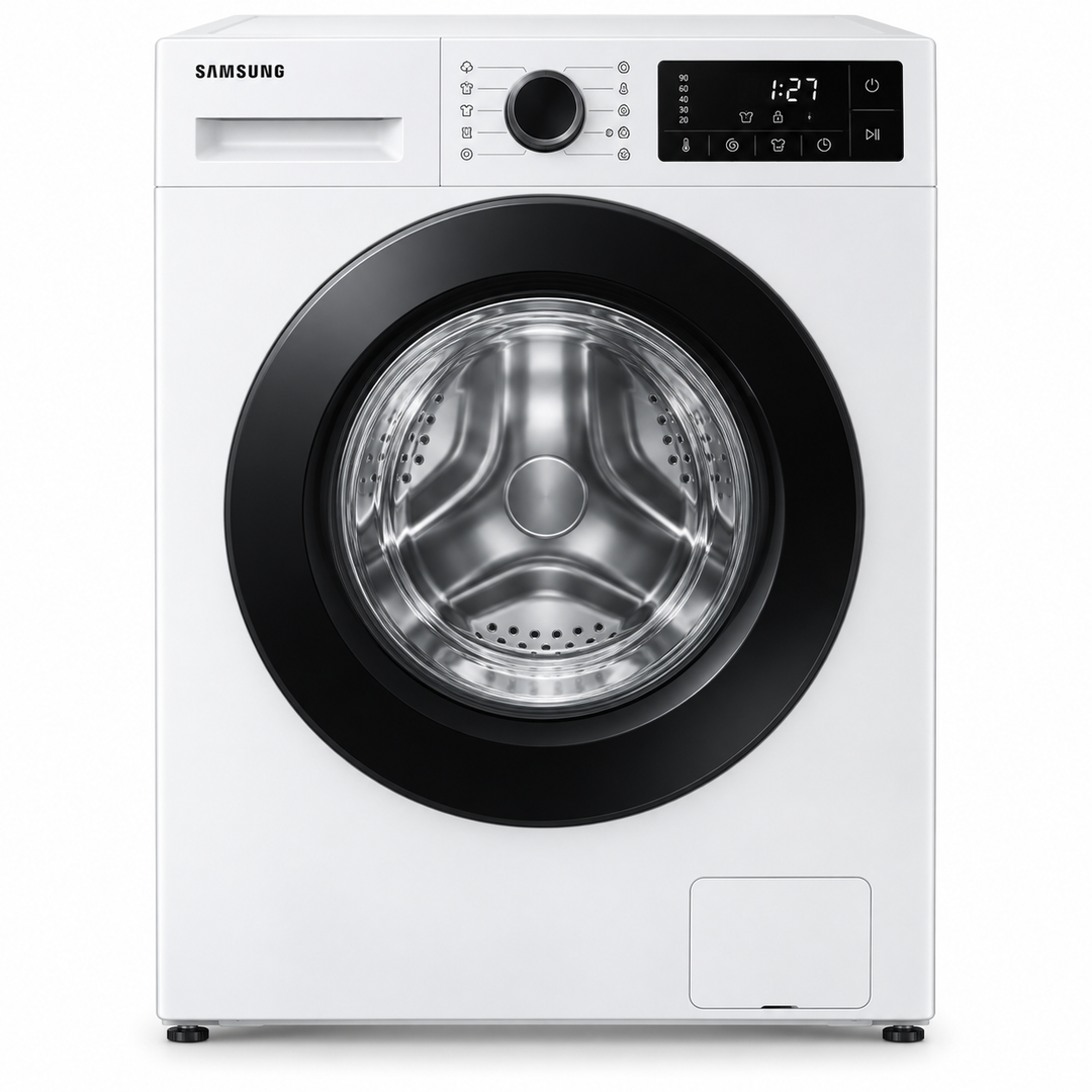 Samsung 8kg Front Load Washing Machine, Hygiene Steam, Digital Inverter, 1400 RPM, White – WW80FG3M05AWGU - Teq Souq
