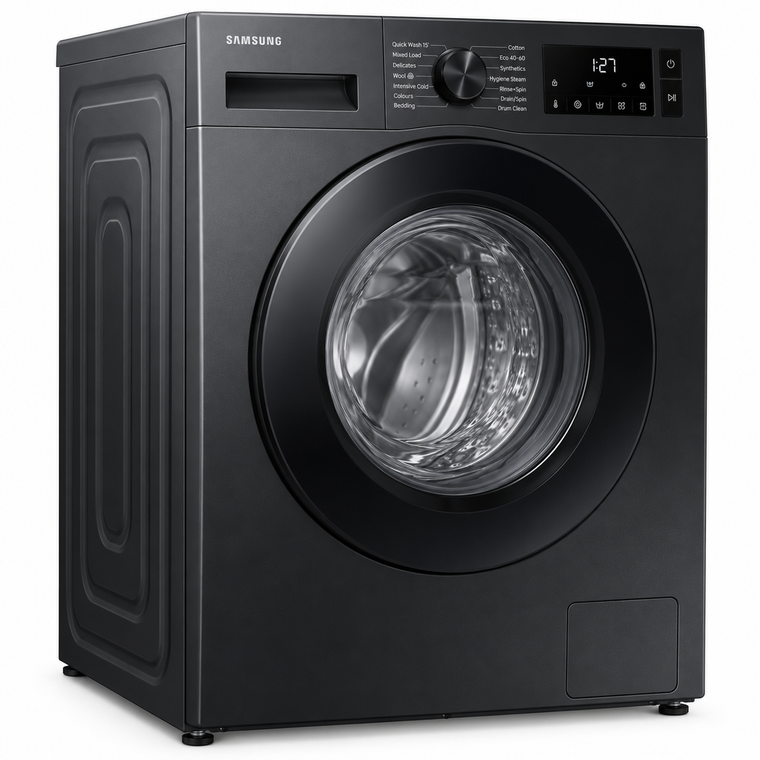 Samsung WW90CGC04DAB 9kg Front Load Washing Machine – 1400 RPM, Ecobubble, Hygiene Steam, SmartThings, Digital Inverter, Black - Teq Souq