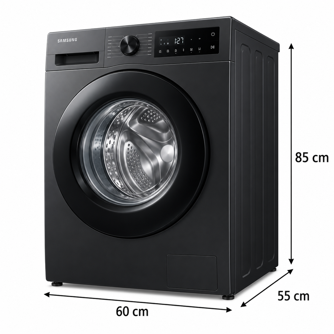 Samsung WW90CGC04DAB 9kg Front Load Washing Machine – 1400 RPM, Ecobubble, Hygiene Steam, SmartThings, Digital Inverter, Black - Teq Souq