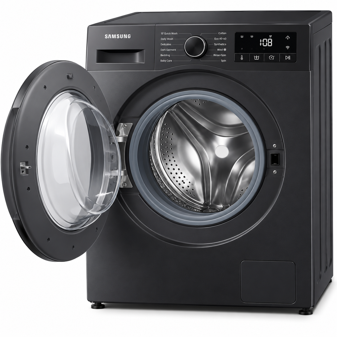 Samsung WW90CGC04DAB 9kg Front Load Washing Machine – 1400 RPM, Ecobubble, Hygiene Steam, SmartThings, Digital Inverter, Black - Teq Souq