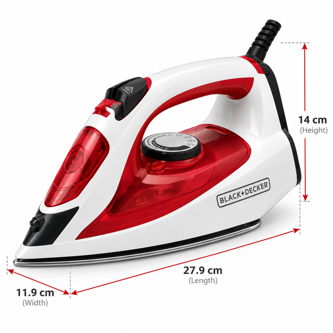 BLACK+DECKER X1550-B5 1600W Steam Iron – Non-Stick Soleplate - Teq Souq