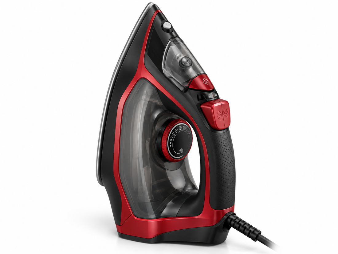 BLACK+DECKER X2050-B5 2200W Steam Iron – Ceramic Soleplate, 380ml Water Tank, 90g Steam Boost, Anti-Drip, Grey/Red - Teq Souq