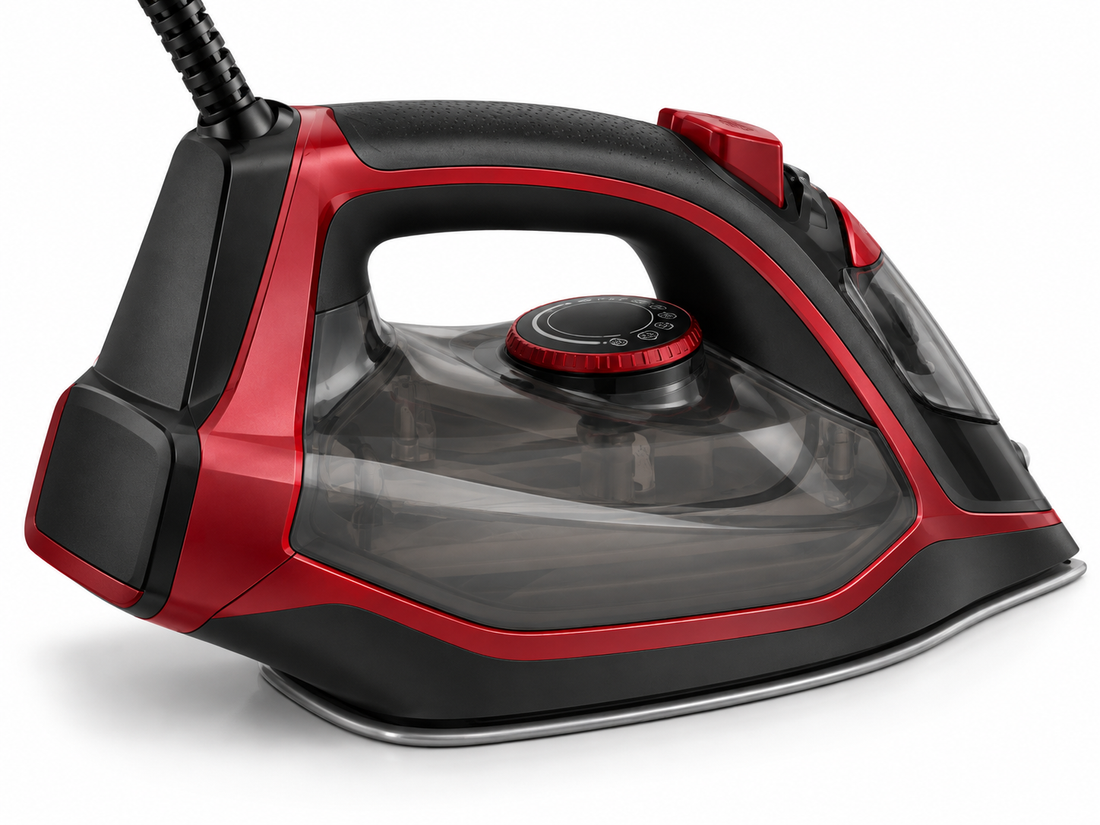 BLACK+DECKER X2050-B5 2200W Steam Iron – Ceramic Soleplate, 380ml Water Tank, 90g Steam Boost, Anti-Drip, Grey/Red - Teq Souq