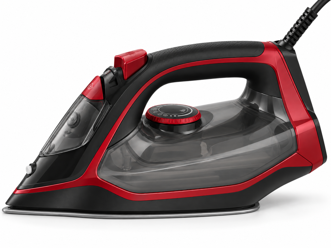 BLACK+DECKER X2050-B5 2200W Steam Iron – Ceramic Soleplate, 380ml Water Tank, 90g Steam Boost, Anti-Drip, Grey/Red - Teq Souq