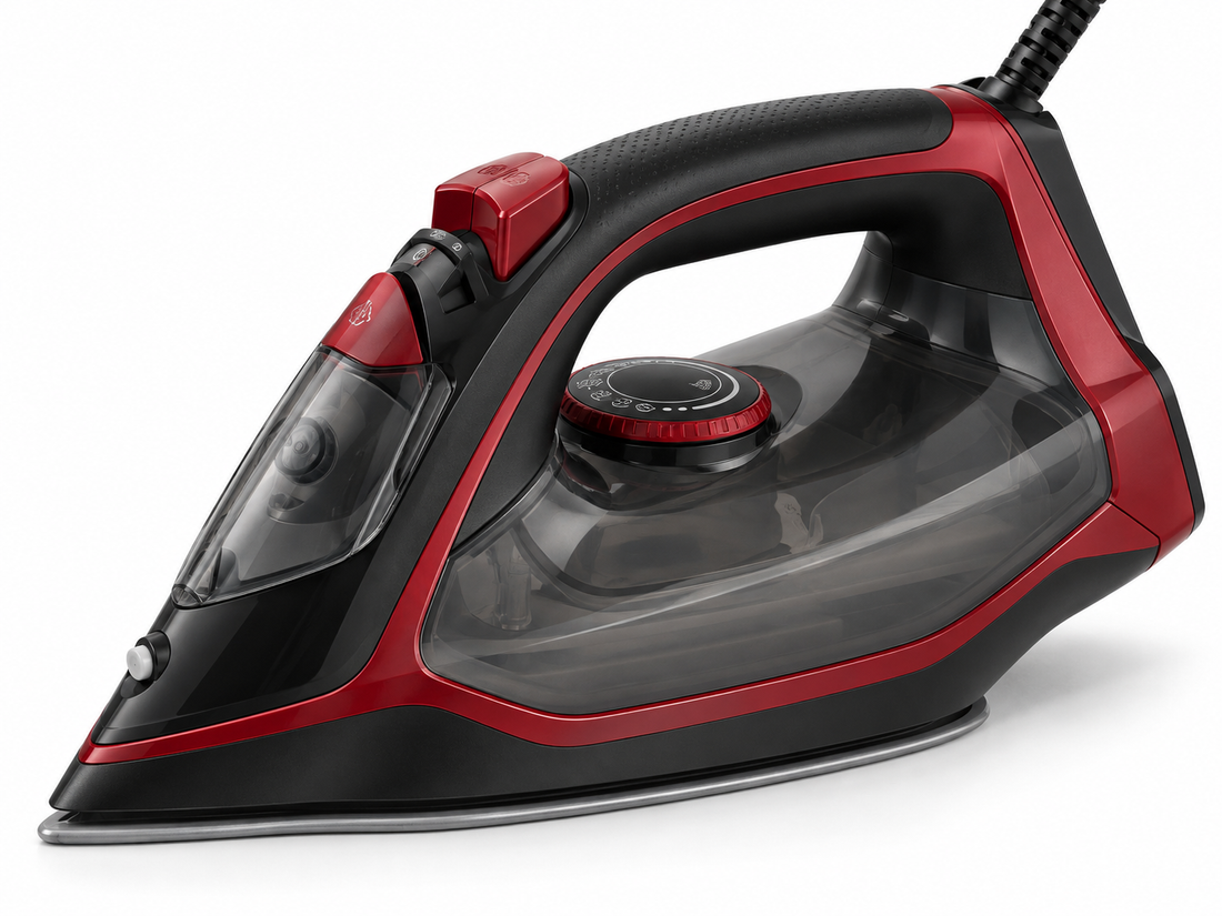 BLACK+DECKER X2050-B5 2200W Steam Iron – Ceramic Soleplate, 380ml Water Tank, 90g Steam Boost, Anti-Drip, Grey/Red - Teq Souq