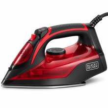 BLACK+DECKER X2200-B5 2200W Steam Iron – Non-Stick Soleplate, 220ml Water Tank, Vertical Steam, Self-Clean, Black/Red - Teq Souq
