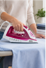 Load image into Gallery viewer, BLACK+DECKER X2400-B5 2400W Steam Iron – Ceramic Soleplate, 380ml Water Tank, Auto Shut-Off, Anti-Drip, White/Pink - Teq Souq