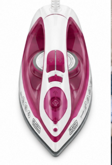 BLACK+DECKER X2400-B5 2400W Steam Iron – Ceramic Soleplate, 380ml Water Tank, Auto Shut-Off, Anti-Drip, White/Pink - Teq Souq