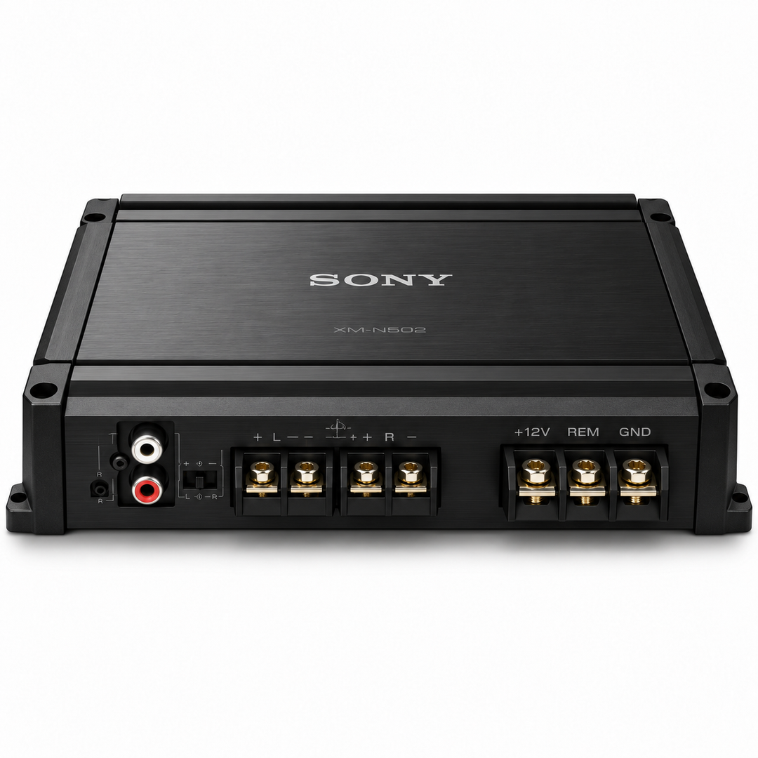 Sony XM-N502 500W 2-Channel Stereo Car Amplifier – 65W x 2 RMS, MOSFET Power Supply, Low Pass Filter, Black - Teq Souq