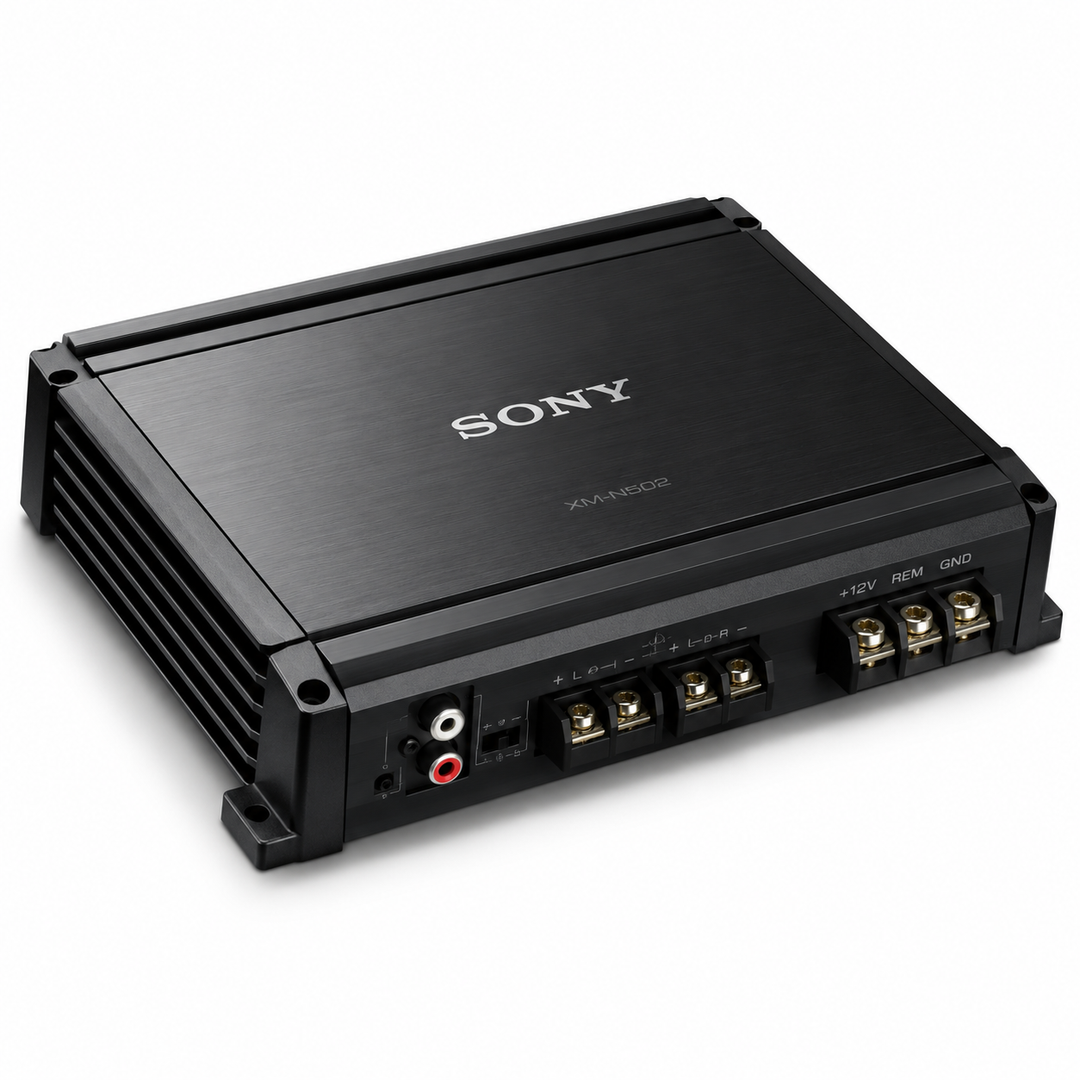 Sony XM-N502 500W 2-Channel Stereo Car Amplifier – 65W x 2 RMS, MOSFET Power Supply, Low Pass Filter, Black - Teq Souq