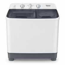 Hisense XPB100-SXA14 10kg Semi-Automatic Twin Tub Washing Machine – Top Load, Spin Dryer, Lint Filter, White/Grey - Teq Souq