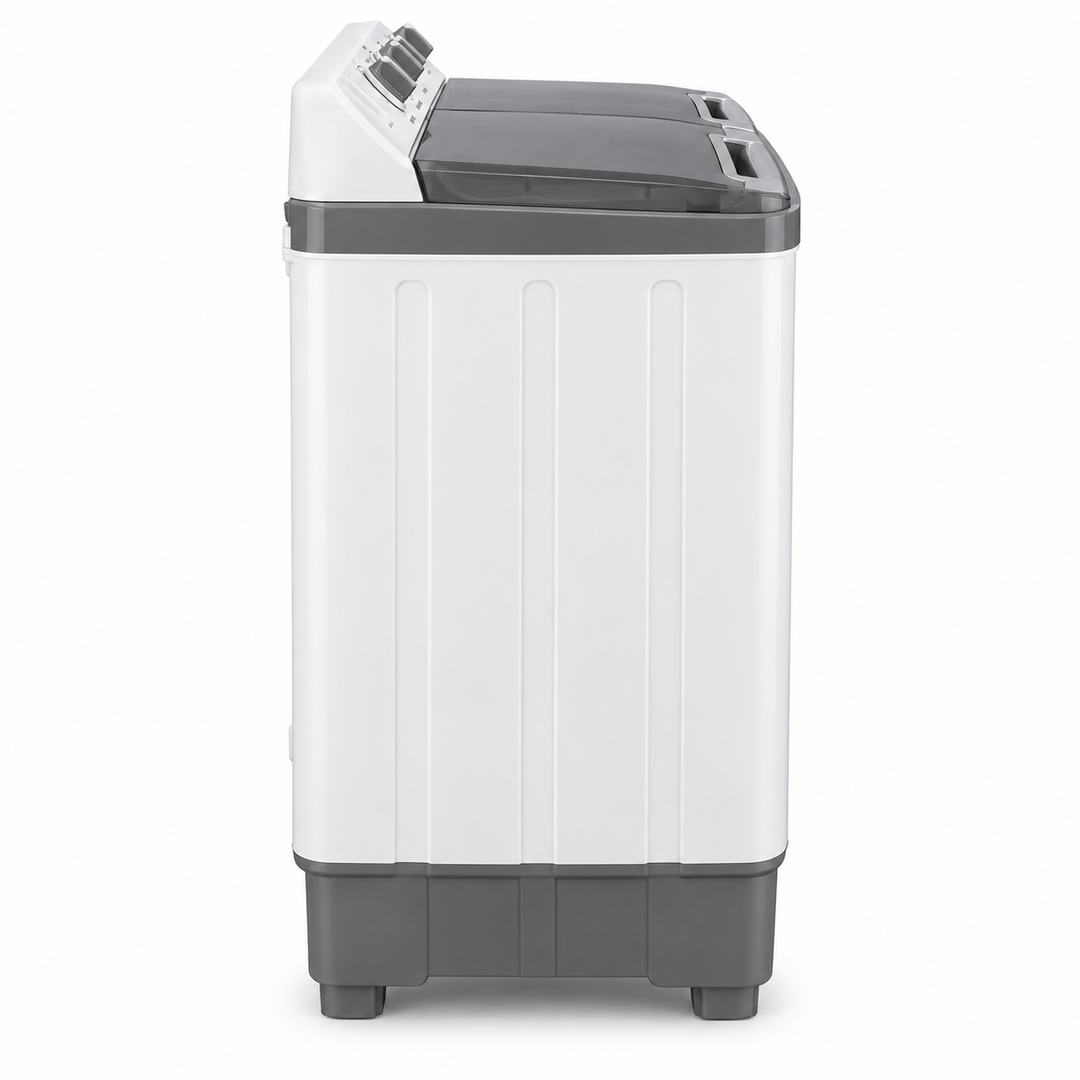 Hisense XPB140-SXC14 14kg Semi-Automatic Twin Tub Washing Machine – 7.5kg Spin Capacity, Top Load, Lint Filter, White/Grey - Teq Souq