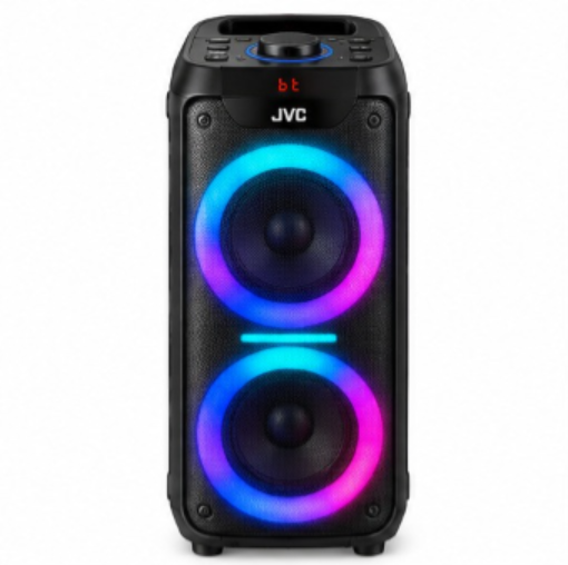 JVC XS-N4112PB Portable Bluetooth Party Speaker – RGB LED Lights, Wireless Microphone & Remote Control, Black - Teq Souq