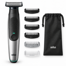 Braun Series X XT5200 All-in-One Face & Body Trimmer – 4D Flex Blade, 6 Combs, Waterproof, 45-Min Cordless Runtime, Black/Silver - Teq Souq