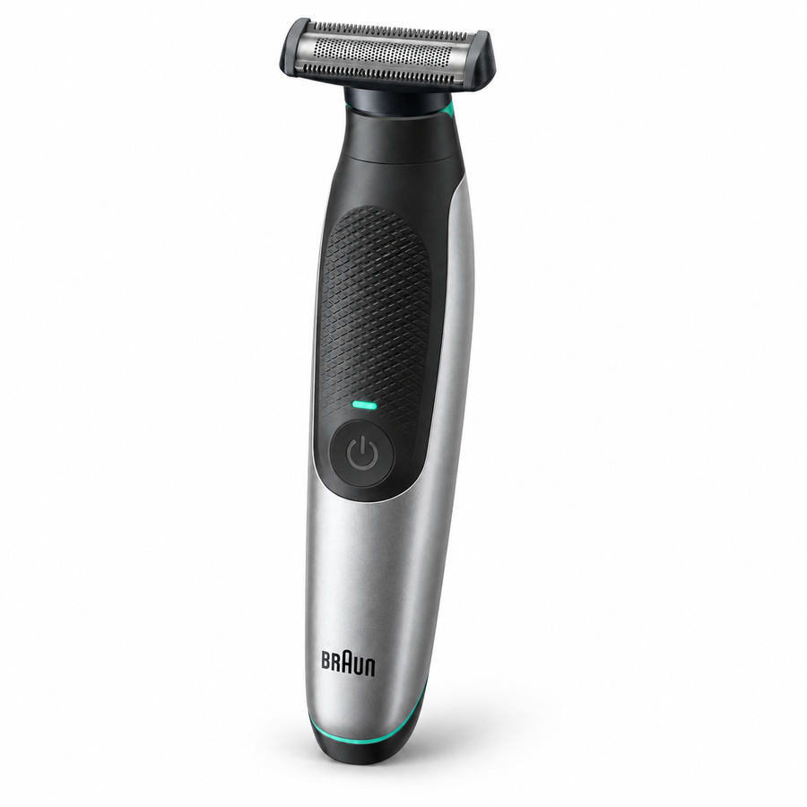 Braun Series X XT5200 All-in-One Face & Body Trimmer – 4D Flex Blade, 6 Combs, Waterproof, 45-Min Cordless Runtime, Black/Silver - Teq Souq