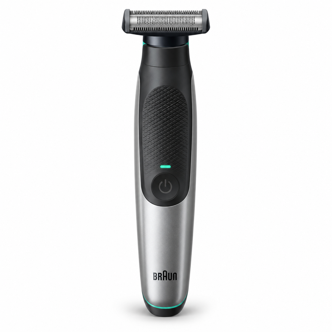Braun Series X XT5200 All-in-One Face & Body Trimmer – 4D Flex Blade, 6 Combs, Waterproof, 45-Min Cordless Runtime, Black/Silver - Teq Souq