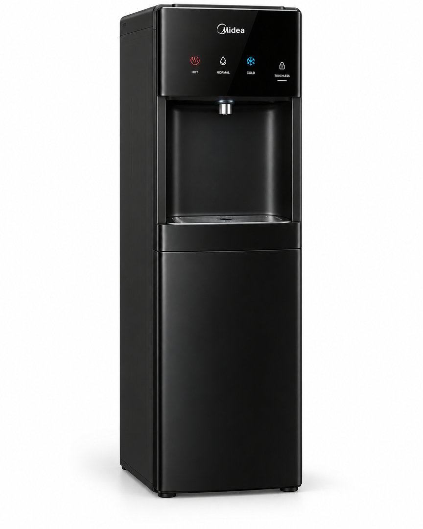 Midea YL1844S-IR Bottom Loading Water Dispenser – Hot, Cold & Ambient Water, Touchless Cold Dispensing, Child Safety Lock, Black - Teq Souq