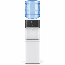 Midea YL2037SW Top Loading Water Dispenser – Hot, Cold & Ambient Water, Single Tap, Child Safety Lock, 20L Storage Cabinet, White - Teq Souq