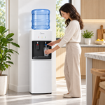 Load image into Gallery viewer, Midea Top Loading Hot &amp; Cold Water Dispenser – Compressor Cooling, Child Safety Lock, 35L Storage Cabinet, White (YL2436-WBG) - Teq Souq