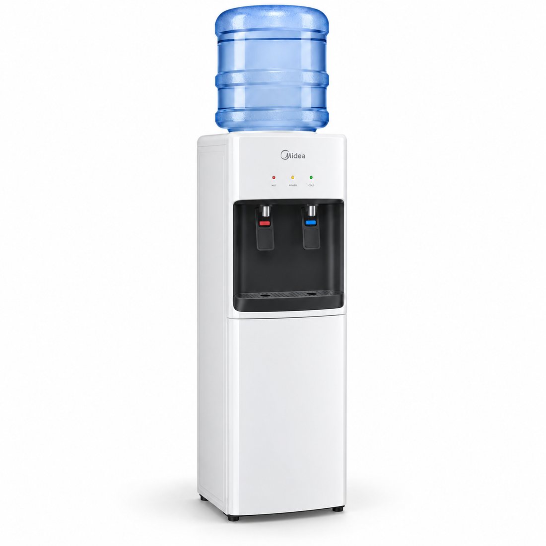 Midea Top Loading Hot & Cold Water Dispenser – Compressor Cooling, Child Safety Lock, 35L Storage Cabinet, White (YL2436-WBG) - Teq Souq