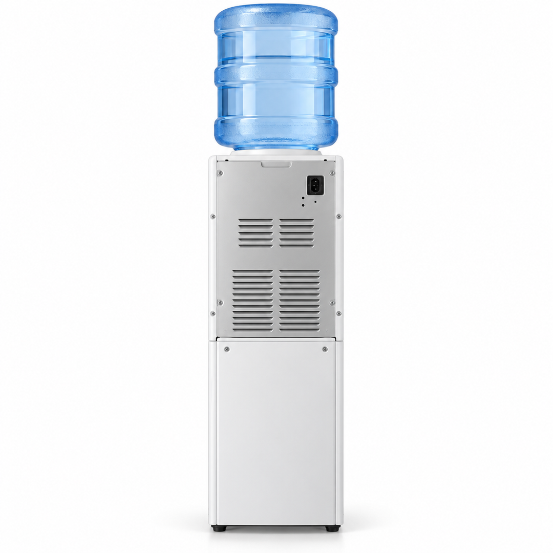 Midea YL2436-W Top Loading Hot & Cold Water Dispenser – Compressor Cooling, Child Safety Lock, 35L Storage Cabinet, White - Teq Souq