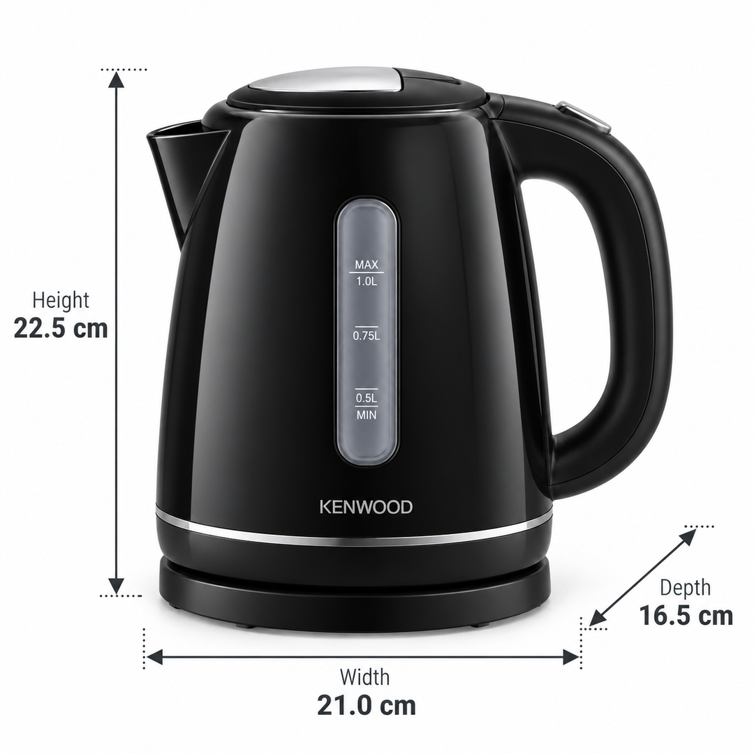 Kenwood ZJP01.A0BK 1.7L Electric Kettle – 2200W, Auto Shut-Off, Boil-Dry Protection, 360° Cordless Base, Black - Teq Souq
