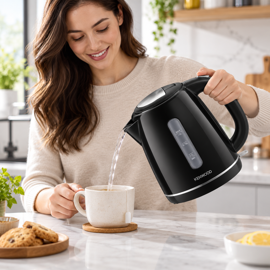 Kenwood ZJP01.A0BK 1.7L Electric Kettle – 2200W, Auto Shut-Off, Boil-Dry Protection, 360° Cordless Base, Black - Teq Souq